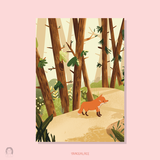 Fox in the Woods Art Print