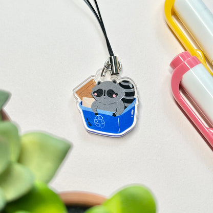 Roy the Raccoon Recycling Bin Phone Charm