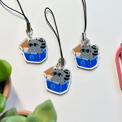 Roy the Raccoon Recycling Bin Phone Charm