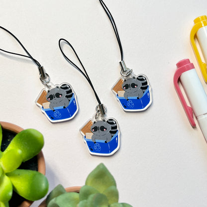 Roy the Raccoon Recycling Bin Phone Charm