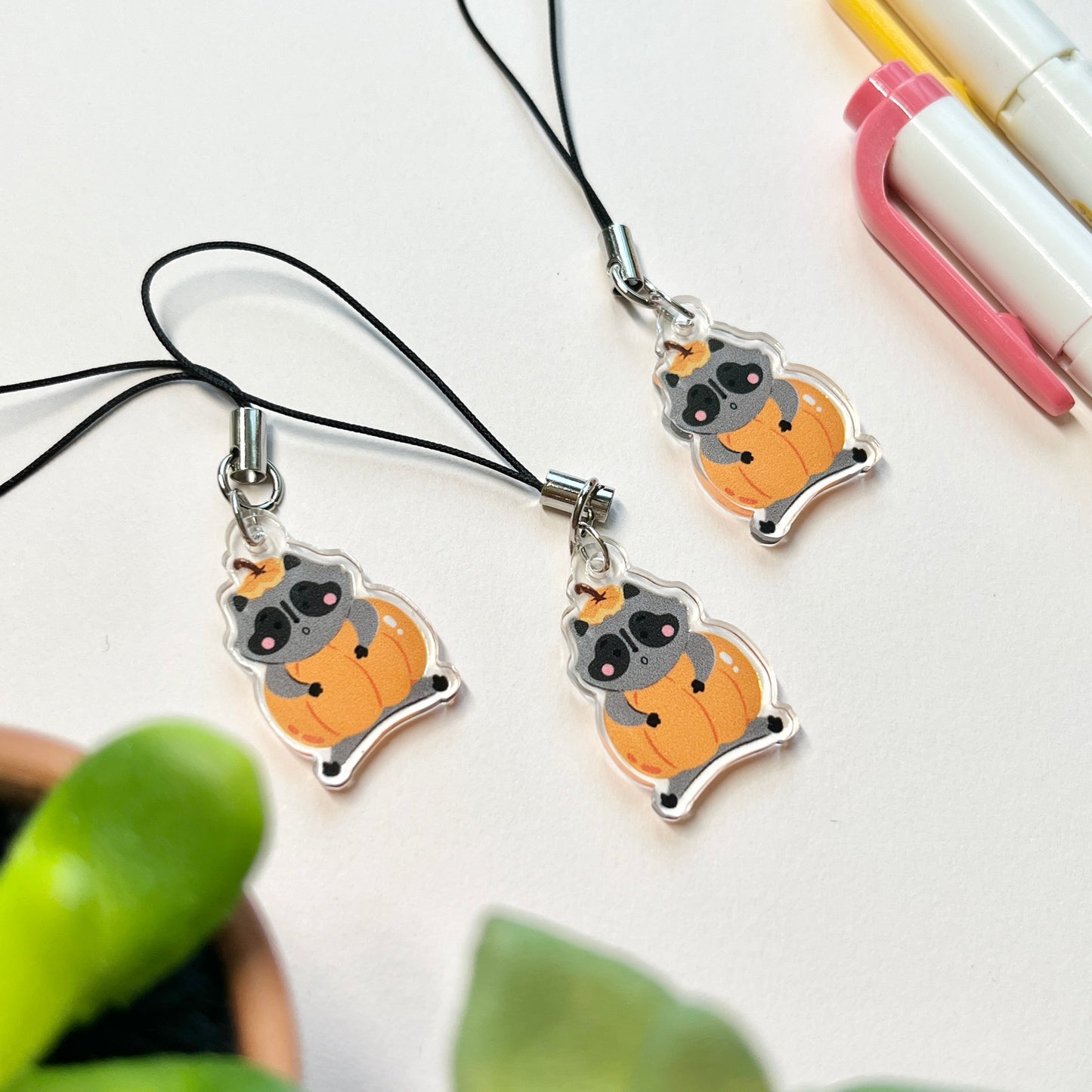 Pumpkin Roy the Raccoon Phone Charm