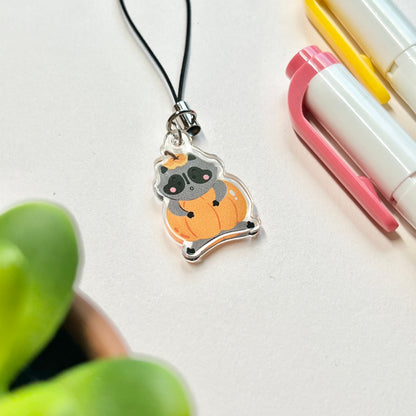 Pumpkin Roy the Raccoon Phone Charm