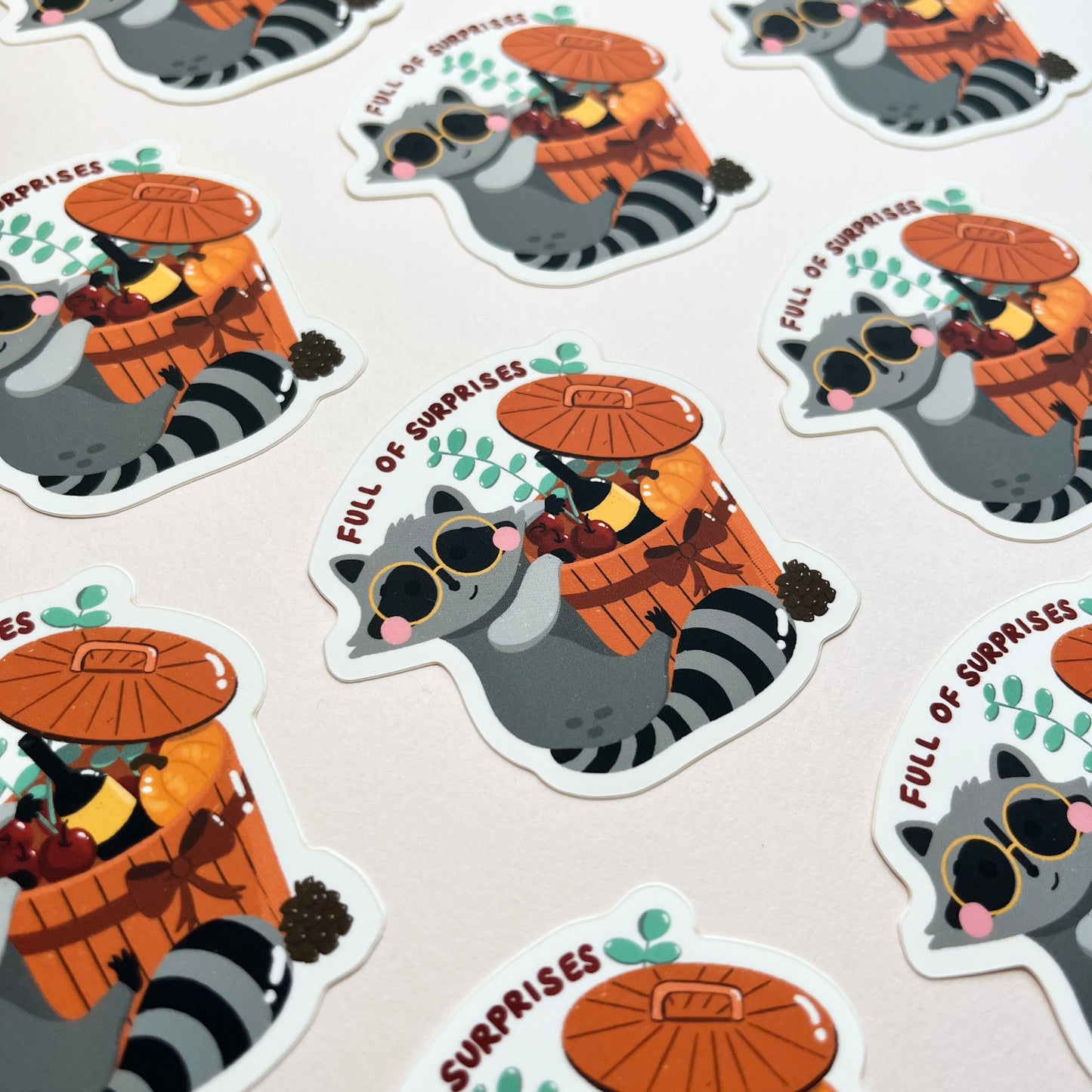 Full of Surprises Raccoon Sticker