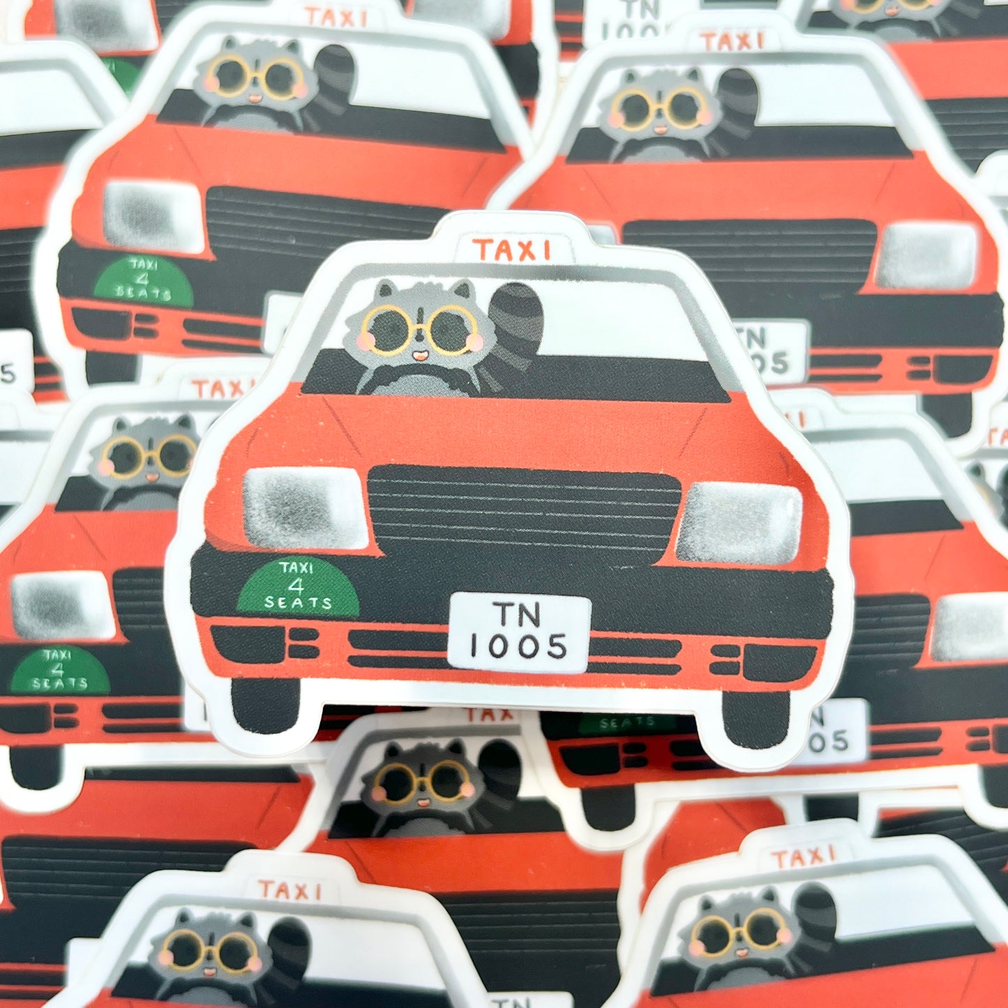 Roy the Raccoon Hong Kong Taxi Sticker