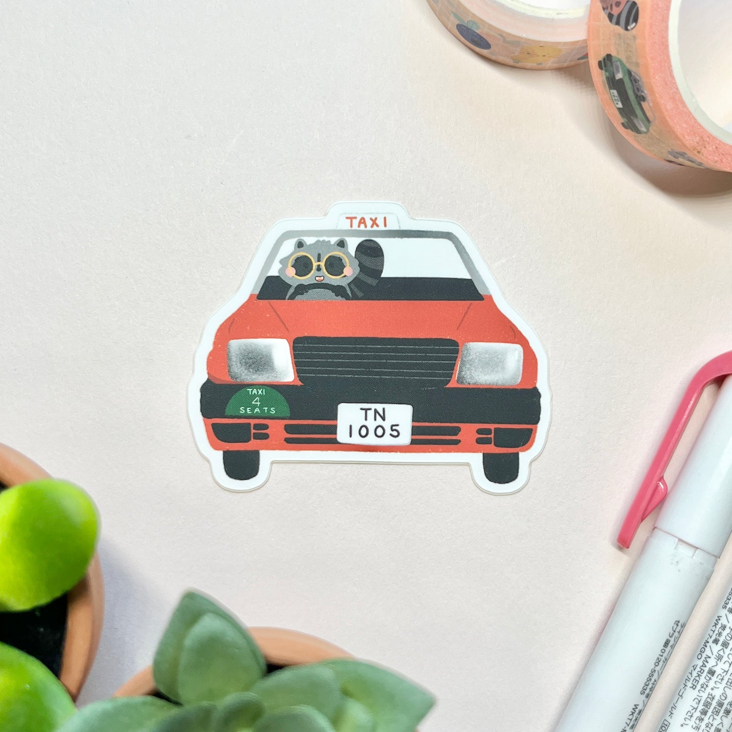 Roy the Raccoon Hong Kong Taxi Sticker