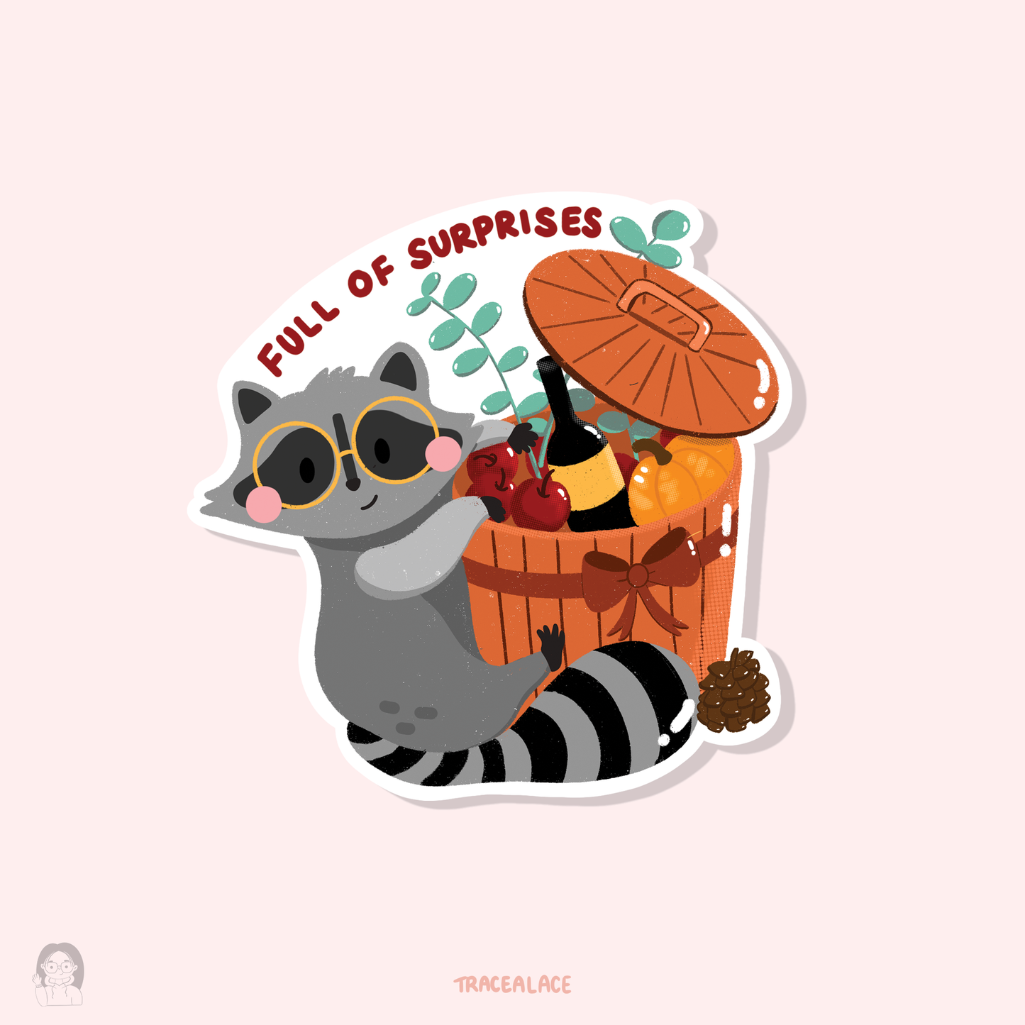 Full of Surprises Raccoon Sticker