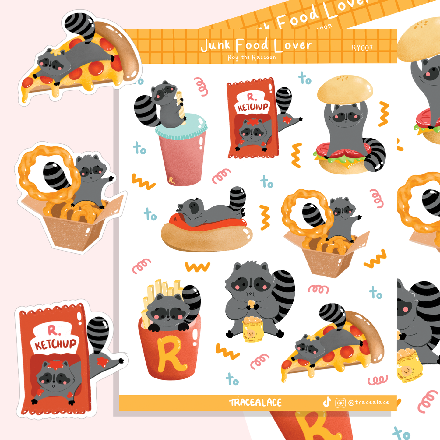 Junk Food Lover Sticker Sheet (Roy the Raccoon)