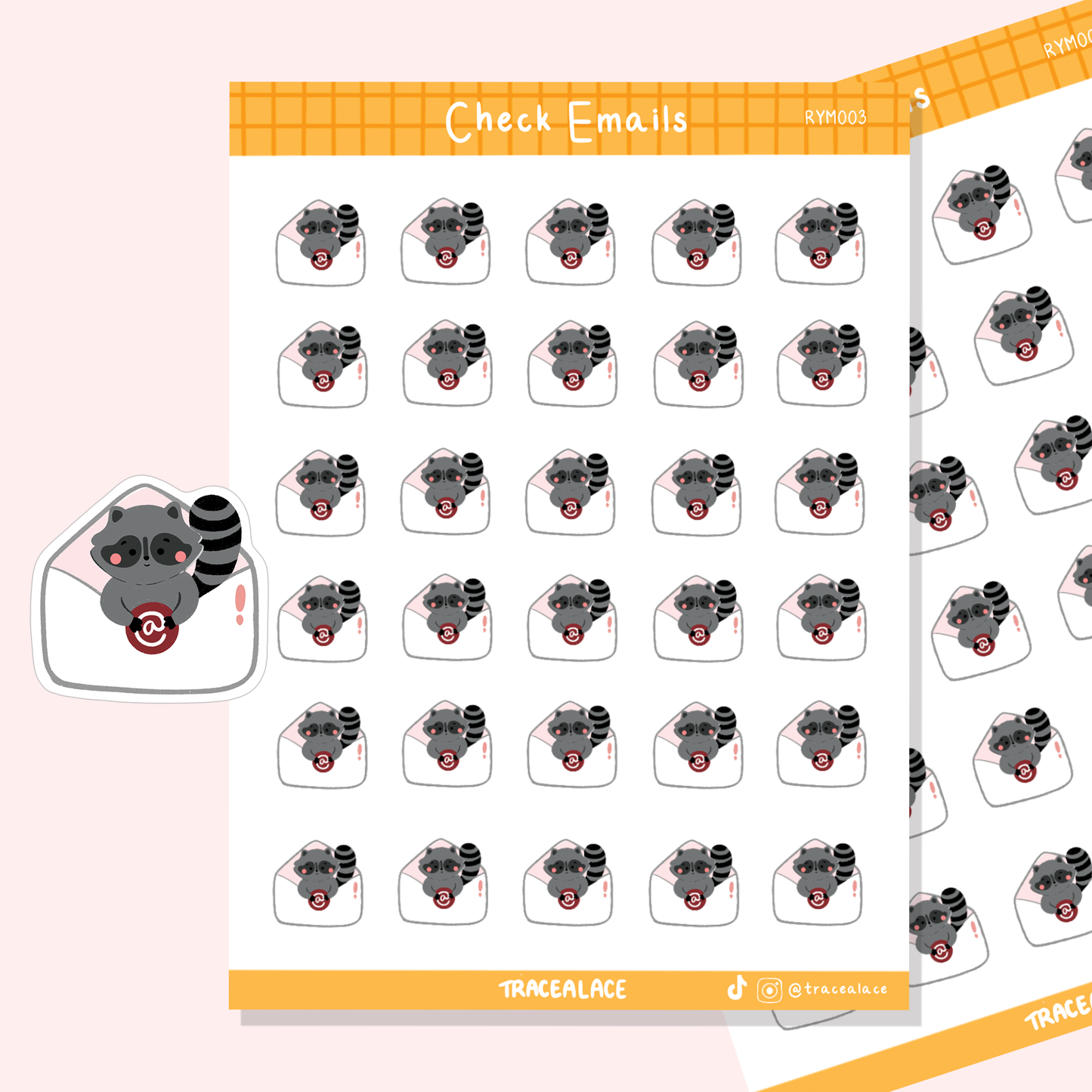 Check Emails Mini Sticker Sheet ( Roy the Raccoon)