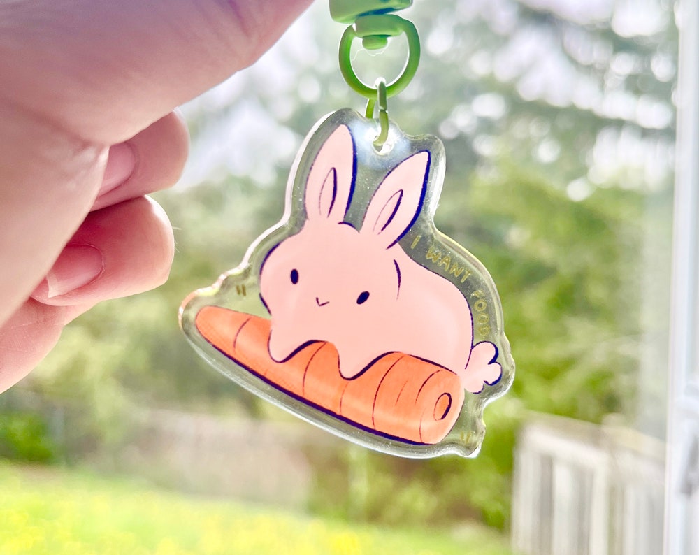 I Want Food Hungry Bunny Keychain