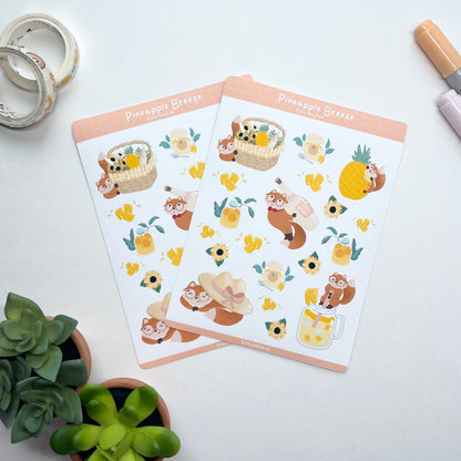 Pineapple Breeze Felix the Fox Sticker Sheet (Felix the Fox)