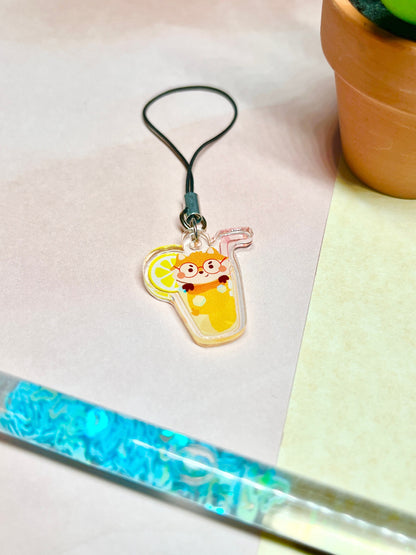 Fox Lemon Tea Phone Charm