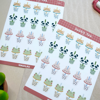 Bubble Tea Animal Friends Sticker Sheet