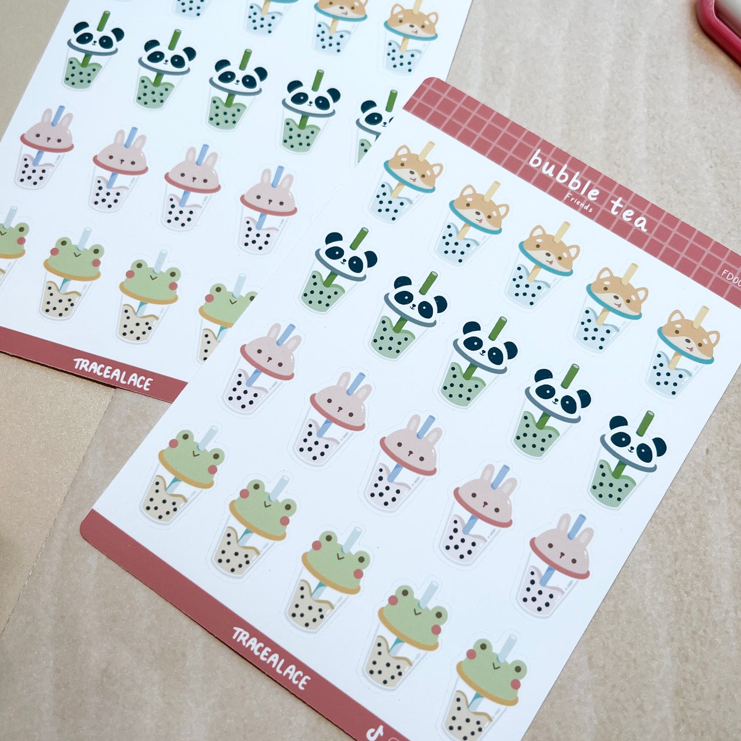 Bubble Tea Animal Friends Sticker Sheet