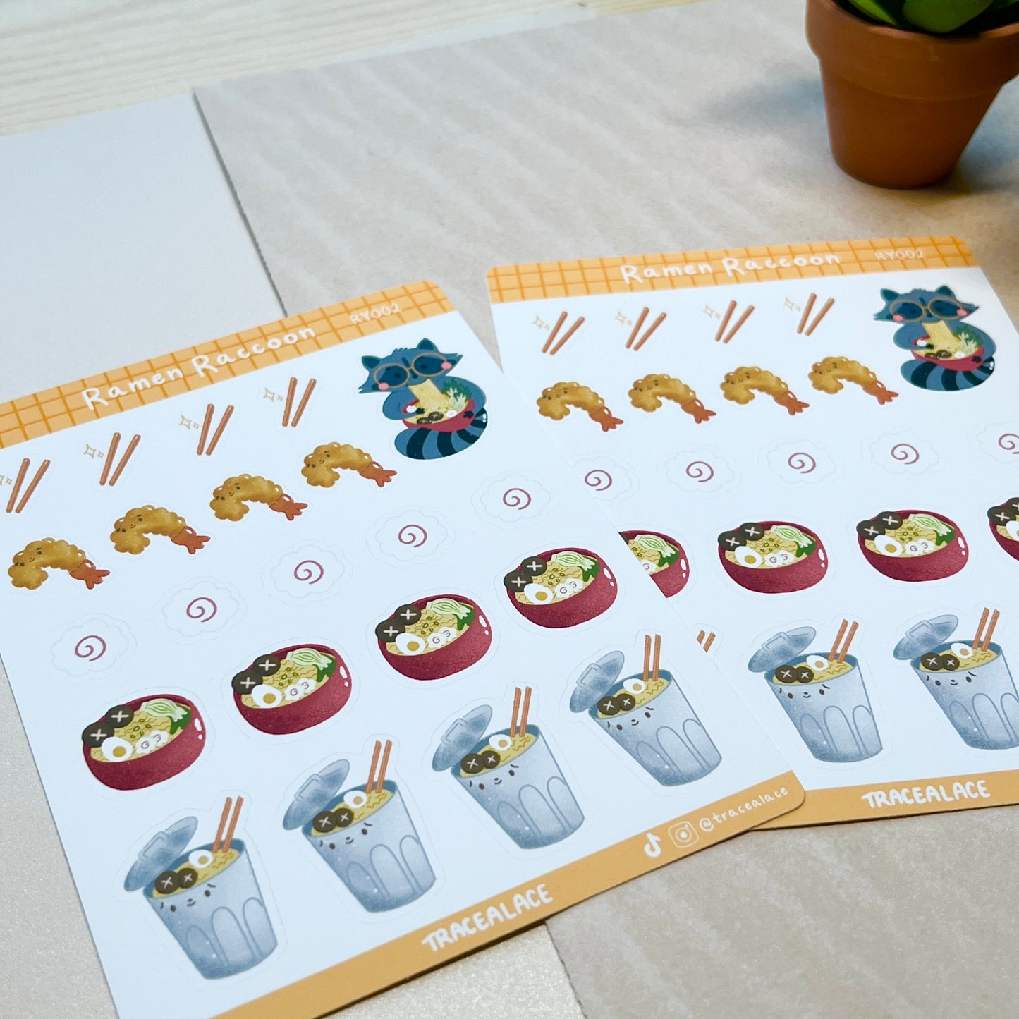 Ramen Raccoon Sticker Sheet