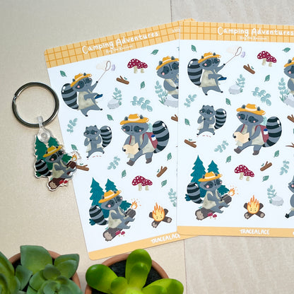 Camping Adventures Sticker Sheet ( Roy the Raccoon) Sticker Sheet