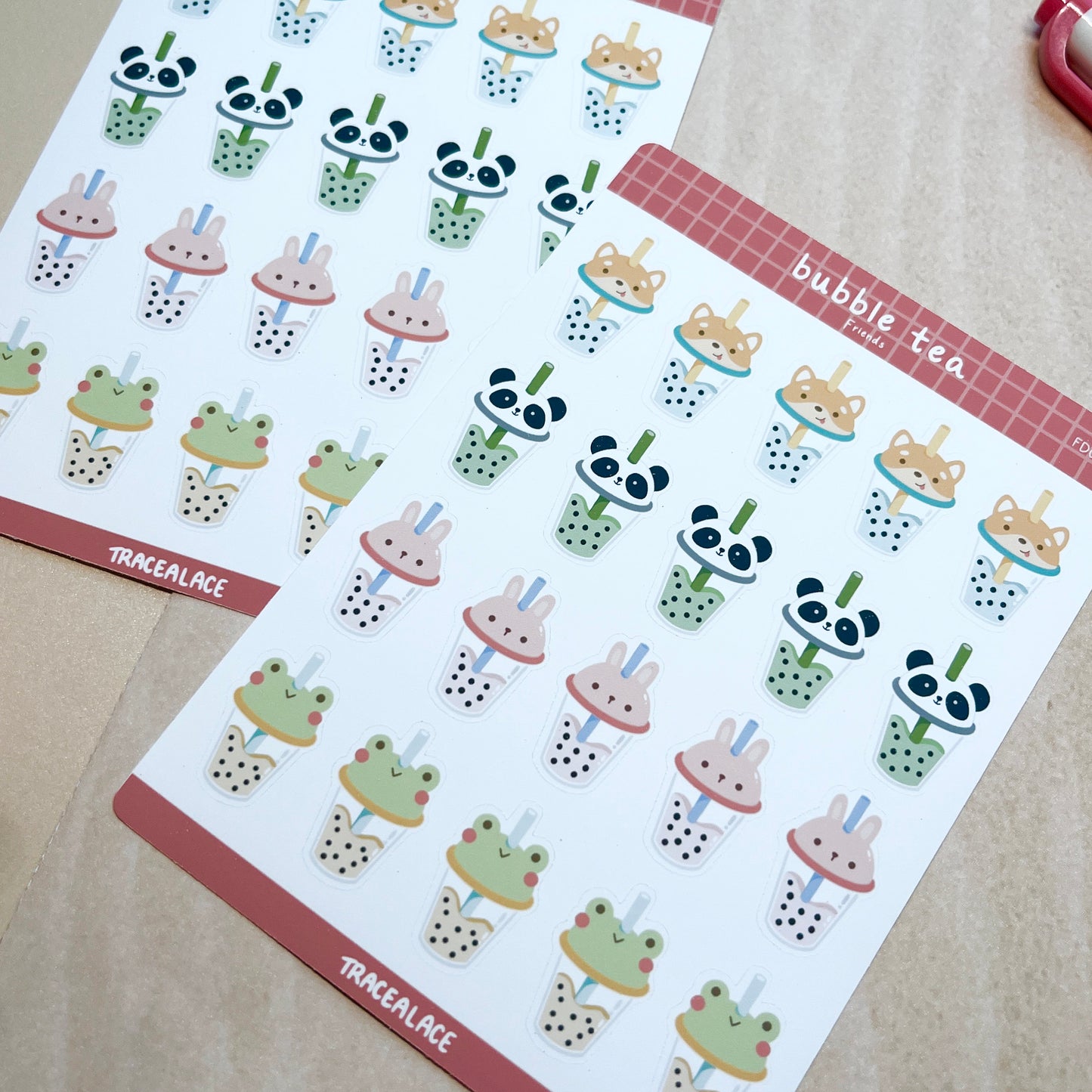 Bubble Tea Animal Friends Sticker Sheet