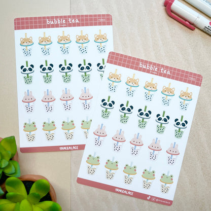 Bubble Tea Animal Friends Sticker Sheet