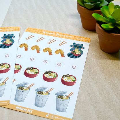 Ramen Raccoon Sticker Sheet