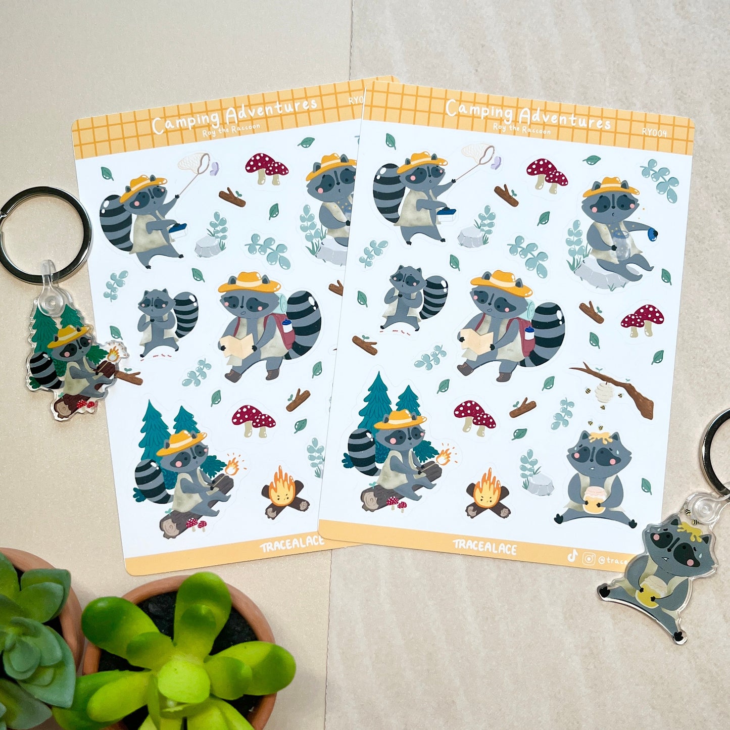 Camping Adventures Sticker Sheet ( Roy the Raccoon) Sticker Sheet